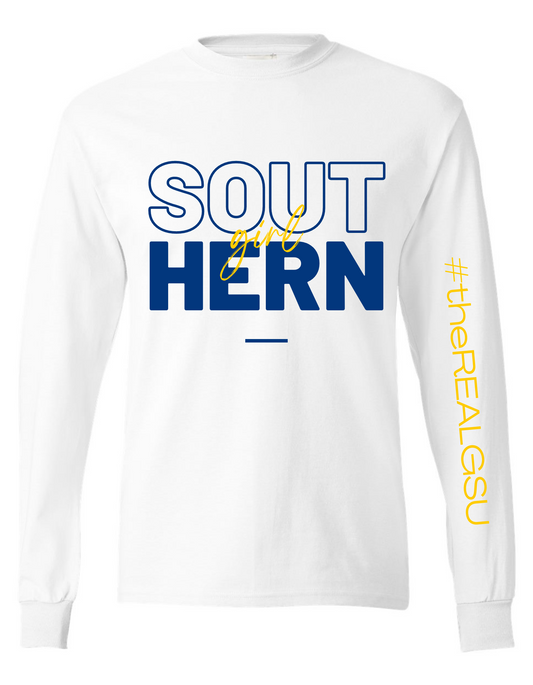 Southern Girl Long Sleeve Tee - White